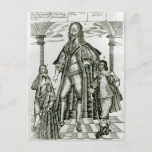 Cartão Postal Charles I com seus filhos