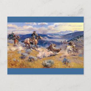 Cartão Postal Charles M. Russell's Loops e Swift Horses (1916)