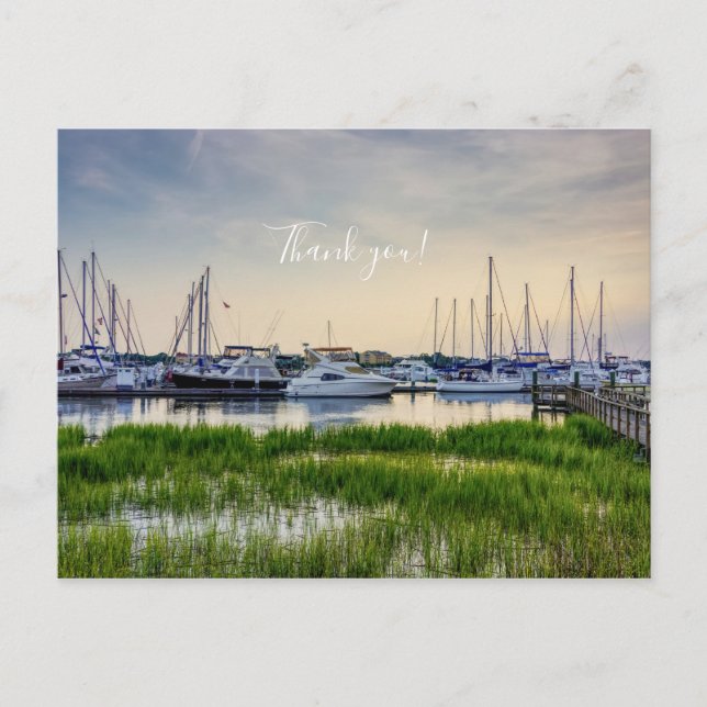 Cartão Postal Charleston Harbor Boats Sunset Obrigado Cartão-pos (Frente)