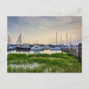 Cartão Postal Charleston Harbor Boats Sunset Vazio Card