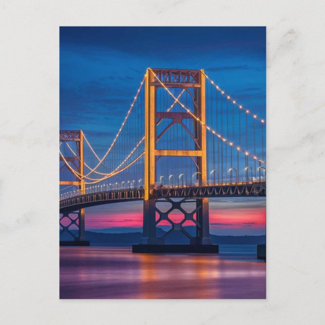 Cartão Postal Charleston, Ponte da Carolina do Sul à Noite (Frente)