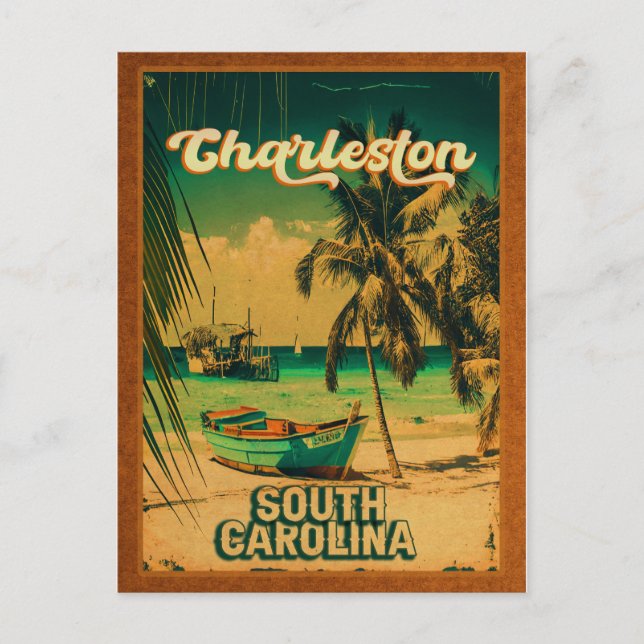 Cartão Postal Charleston South Carolina Vintage Retro Souvenirs (Frente)