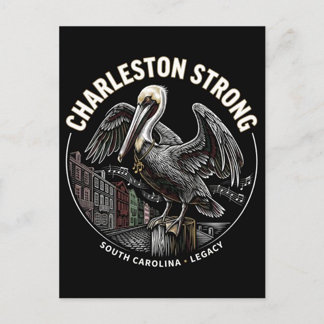 Cartão Postal Charleston Strong Pelican Gullah Geechee Cultural  (Frente)