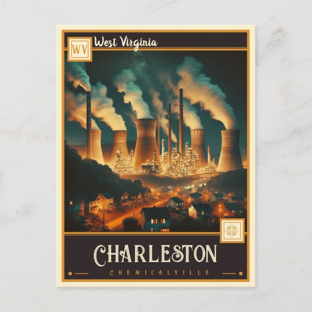Cartão Postal Charleston, Virgínia Ocidental | Vintage (Frente)