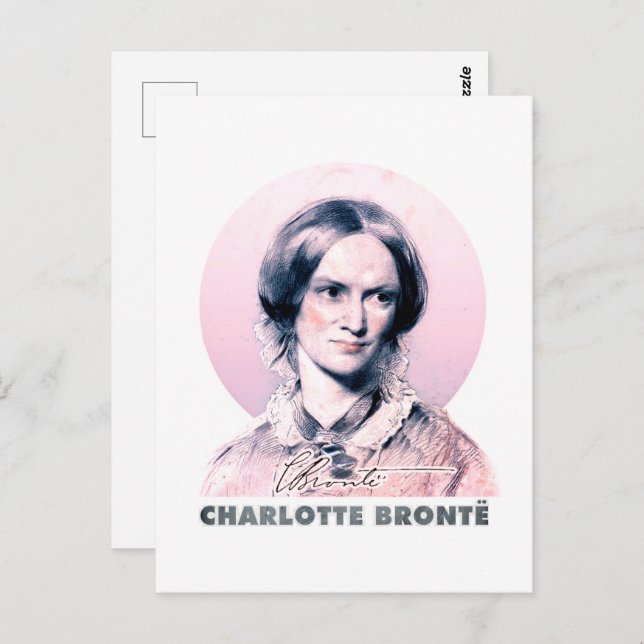Cartão Postal Charlotte Bronte Pink Richmond - Retrato de Pintur (Frente/Verso)
