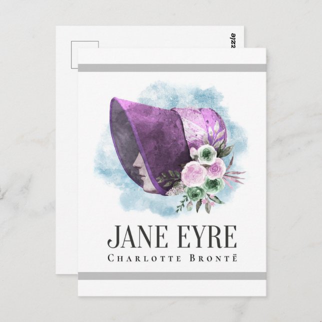 Cartão Postal Charlotte Bronte Retrato de Richmond com Flores (Frente/Verso)