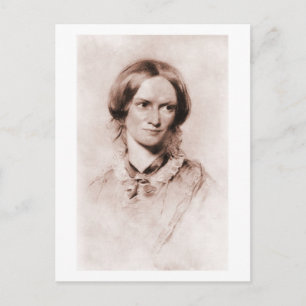 Cartão Postal Charlotte Brontë sepia retrato de George Richmond