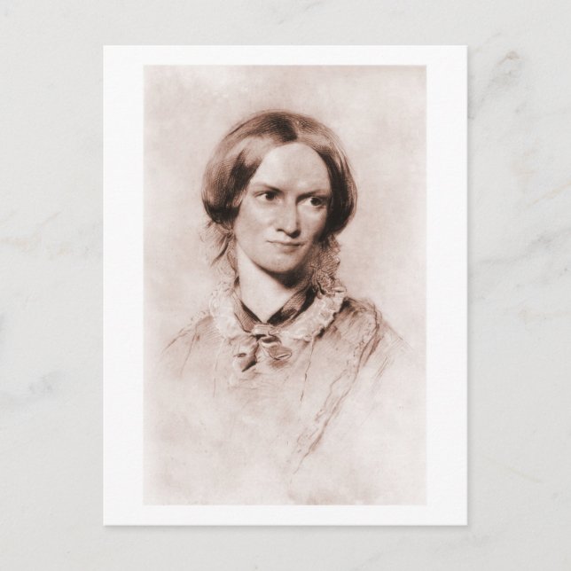 Cartão Postal Charlotte Brontë sepia retrato de George Richmond (Frente)