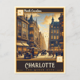 Cartão Postal Charlotte, Carolina do Norte | Vintage