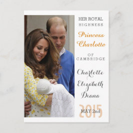 Cartão Postal Charlotte Elizabeth Diana - Britânica Will Kate