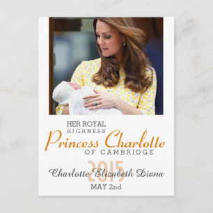 Cartão Postal Charlotte Elizabeth Diana - Britânica Will Kate