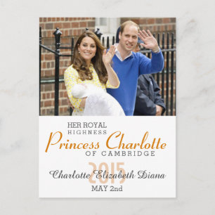 Cartão Postal Charlotte Elizabeth Diana - Britânica Will Kate