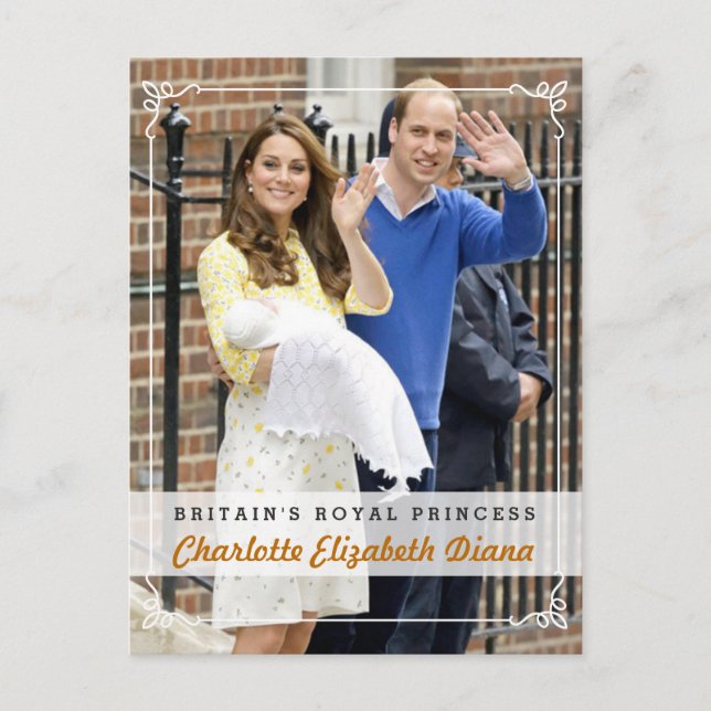 Cartão Postal Charlotte Elizabeth Diana - Princesa Real Britânic (Frente)