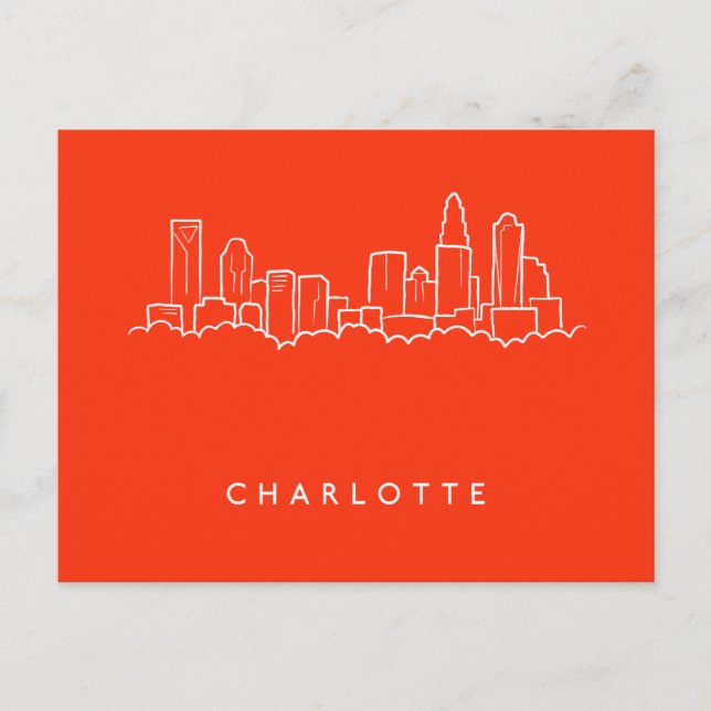 Cartão Postal Charlotte, North Carolina City Skyline (Frente)