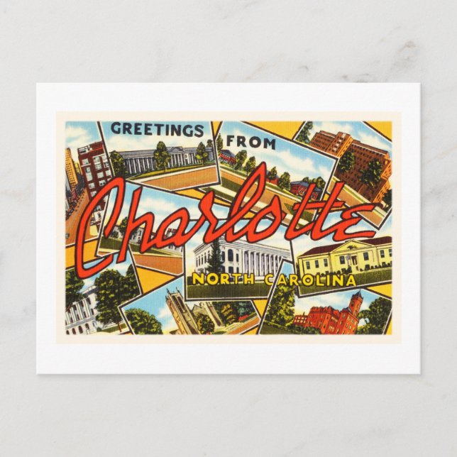 Cartão postal Charlotte North Carolina NC Old Vint (Frente)