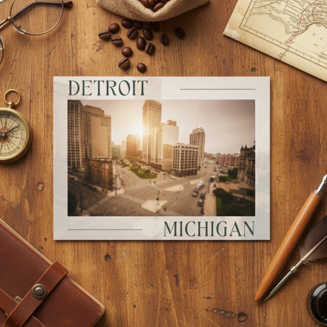 Cartão Postal Charm de paisagem urbana: Impressões de Detroit (Detroit's Impressions Postcard)