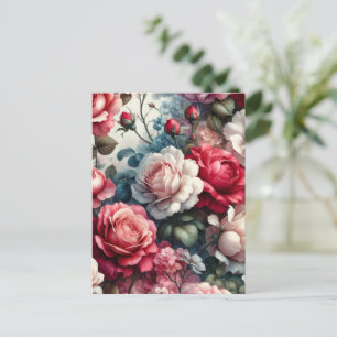 Cartão Postal Charme Floral Rosa Atemporal