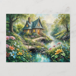 Cartão Postal Charming Cottage by Serene Stream