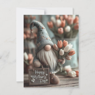Cartão Postal Charming Gnome segurando um sinal de "Dia de as mã