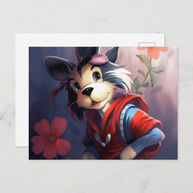 Cartão Postal Chat Qui se prend pour un chien (Frente/Verso)