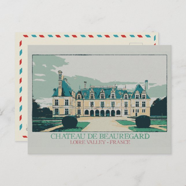 Cartão Postal Château Beauregard no Vale do Loire, França (Frente/Verso)