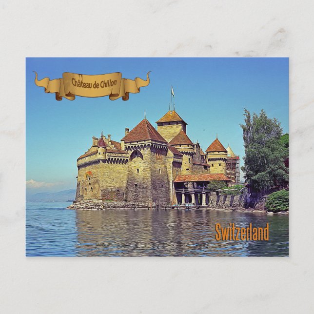 Cartão Postal Chateau de Chillon, Suiça (Frente)