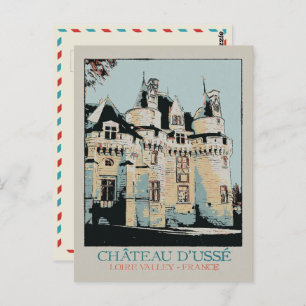 Cartão Postal Chateau de Ussé no Vale do Loire, França