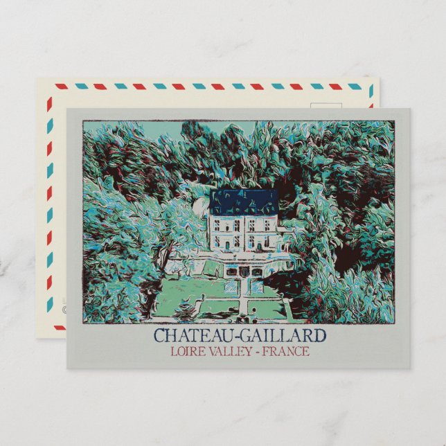 Cartão Postal Château-Gaillard no vale do Loire, França (Frente/Verso)