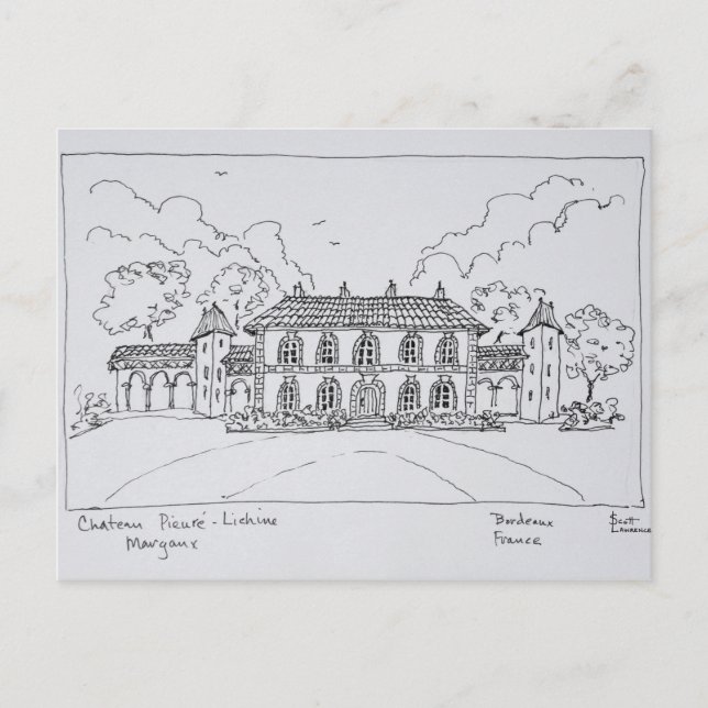 Cartão Postal Chateau Prieure-Lichine, Margaux, Bordéus (Frente)
