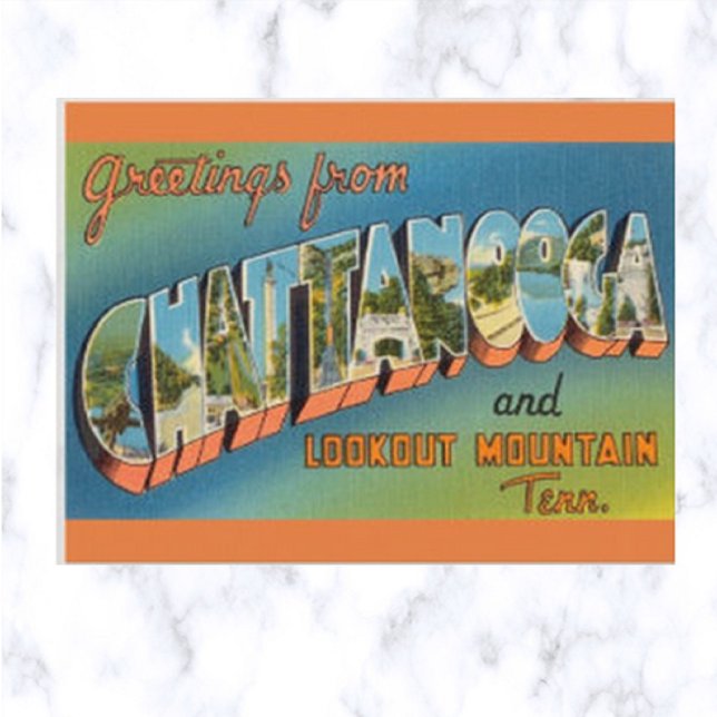 Cartão Postal Chattanooga Tennessee Letra Maiúscula Vintage (Criador carregado)