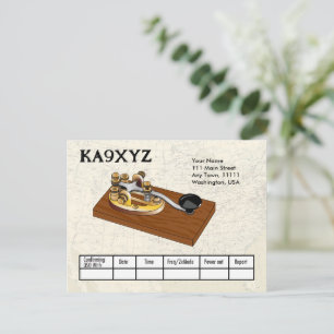 Cartão Postal Chave de Telégrafo em Latão à Antiga Código Morse 