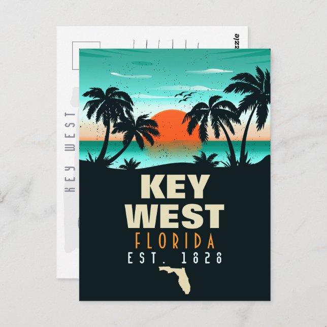 Cartão Postal chave oeste da Flórida Sunset Vacation Souvenirs 8 (Frente/Verso)