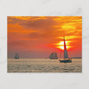 Cartão Postal Chave West Sailboat no Sunset