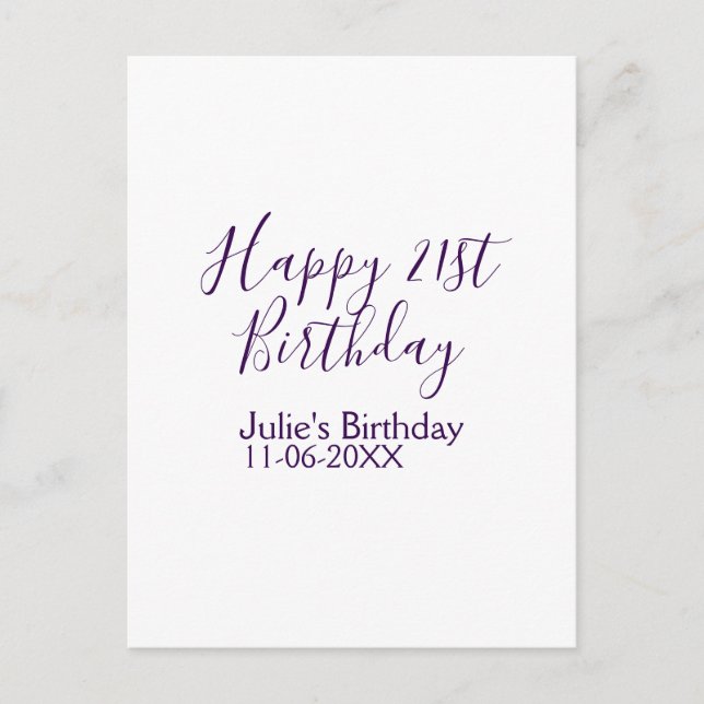 Cartão Postal Chaveiro de data de aniversário de 21 anos feliz r (Frente)