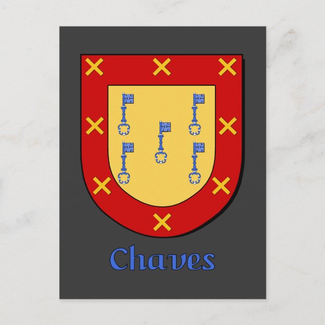 Cartão Postal Chaves Family Heraldic Shield (Frente)