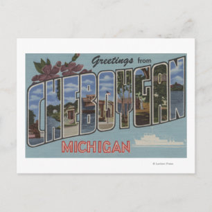 Cartão Postal Cheboygan, Michigan - Grandes Cenas de Letra