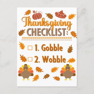 Cartão Postal Checklist Gobble Wobble Wobble Ugly Sweater