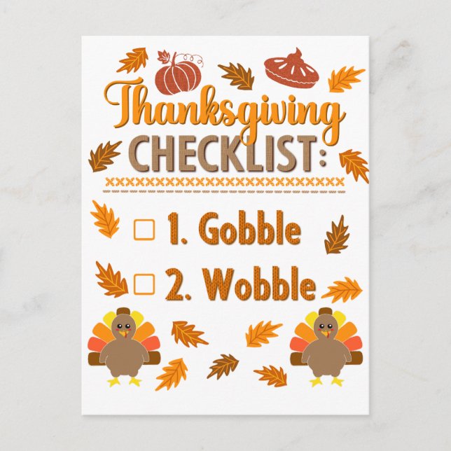Cartão Postal Checklist Gobble Wobble Wobble Ugly Sweater (Frente)