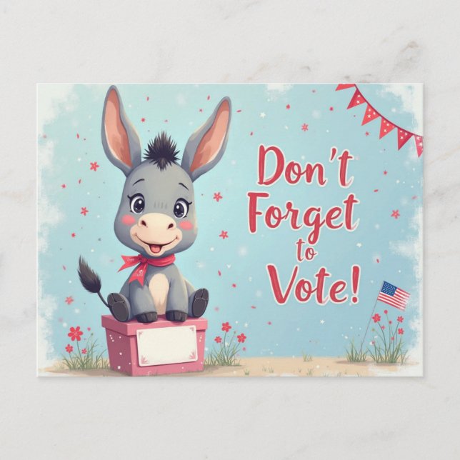 Cartão Postal Cheerful Donkey Vote Reminder (Frente)