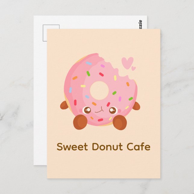 Cartão Postal Cheerful Donut With Sprinkles (Frente/Verso)