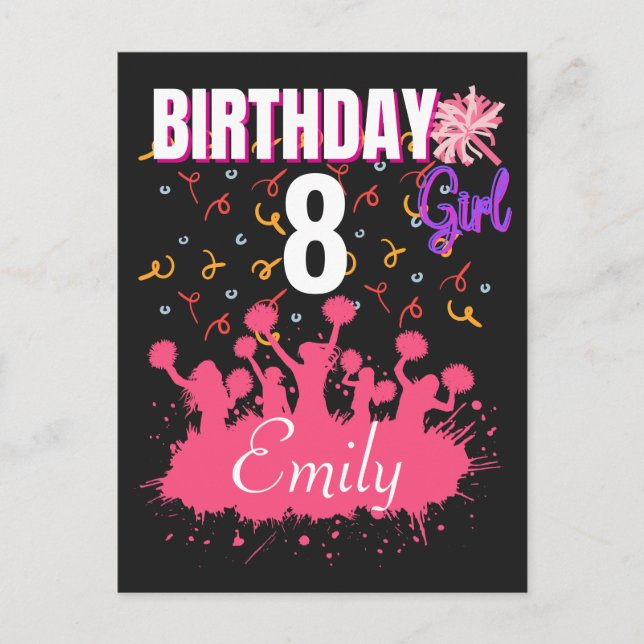 Cartão Postal Cheerleader Gymnastic Birthday Girl (Frente)