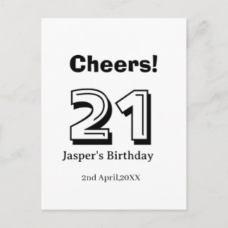 Cartão Postal Cheers 21 birthday bold letter name boy man gifts 