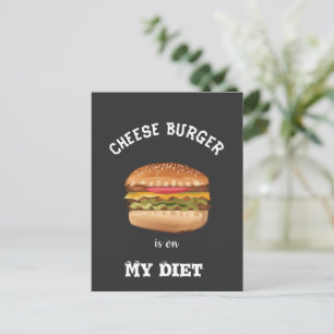 Cartão Postal Cheese Burger está em minhas cartas dietéticas