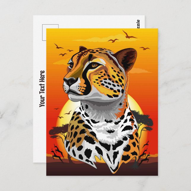 Cartão Postal Cheetah African Feline Wild Animal (Frente/Verso)
