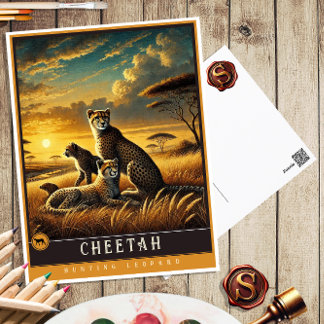 Cartão Postal Cheetah | Cartão-postal para animais de cunhagem f