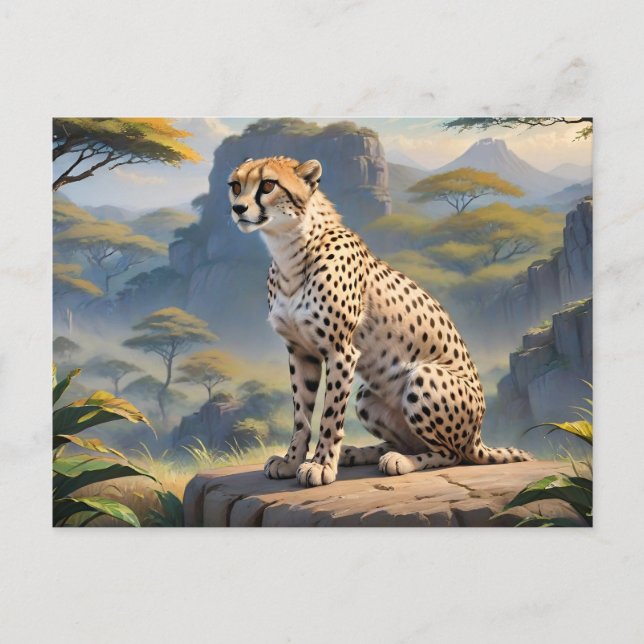 Cartão Postal Cheetah sentado (Frente)