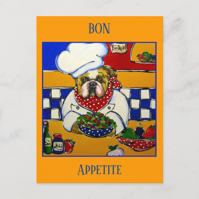 Cartão Postal Chef Bulldog (Frente)