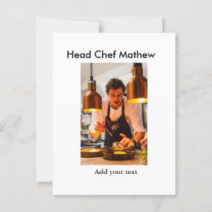 Cartão Postal Chef cozinheiro adiciona nome SMS homens padaria d