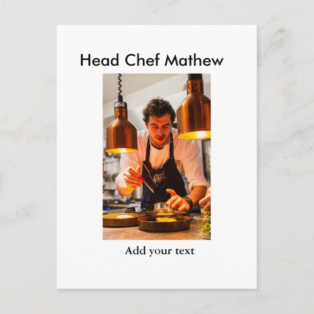 Cartão Postal Chef cozinheiro adiciona nome SMS homens padaria d (Frente)