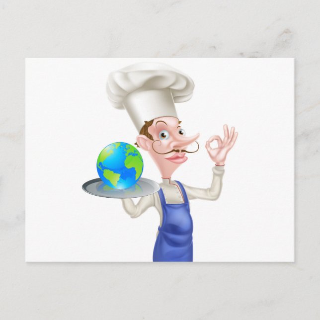 Cartão Postal Chef de Comida Mundial (Frente)